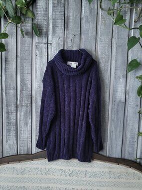 Vintage NOS 1990 Amilano Collection Navy Blue Chenille Sweater Deadstock M